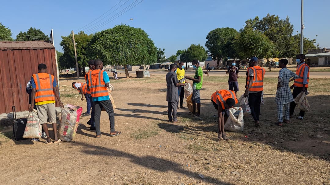 Shara Eco Solutions team conducting community waste cleanup and recycling initiative